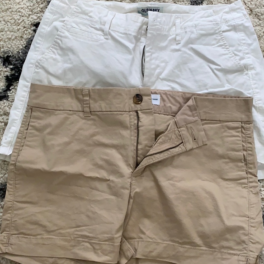 2 pair white/khaki shorts